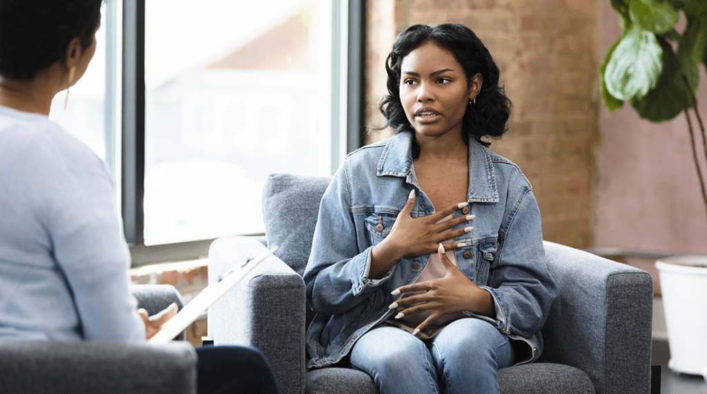 Black teen girl in counseling