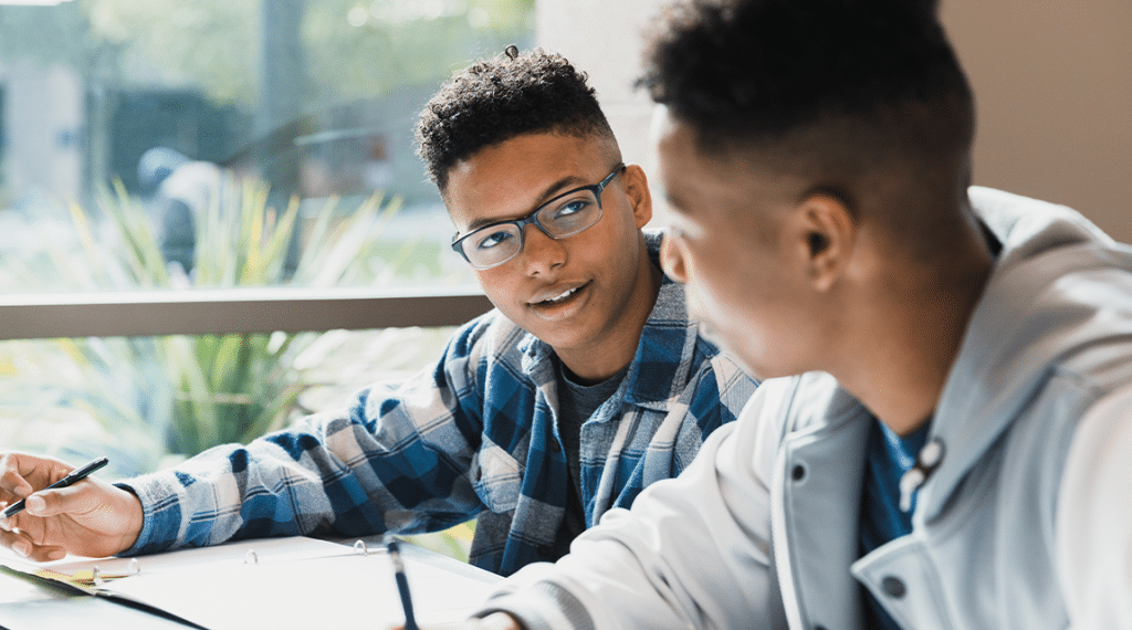 Black teen males talking