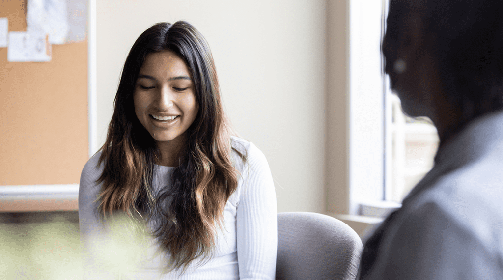 teen girl in counseling session