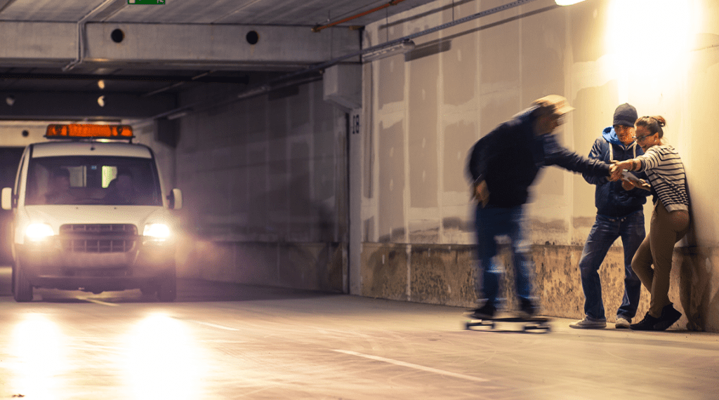 Out-of-control teens in tunnel at night 